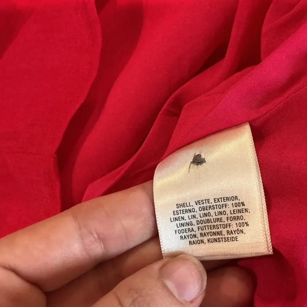 HD In Paris Anthro Womens Printemps Linen Dress Bright Pink US 6 Bright Pink - Picture 11 of 13